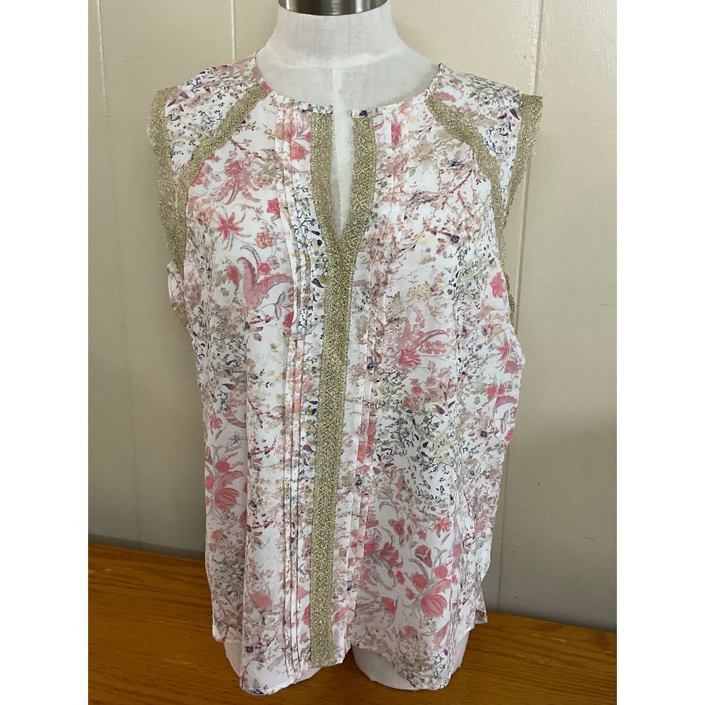 T Tahari Norma Blouse Top‎ Women's Large Pink Multi NWT